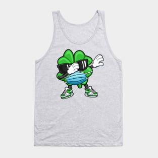 Dabbing Shamrock Face Mask St Patricks Day Tank Top